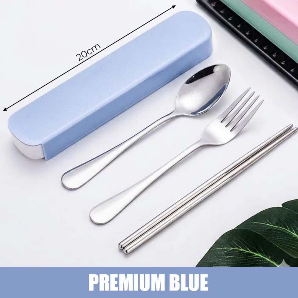 KCNV (215) Blue Portable Stainless Steel Cutlery Set - Image 1